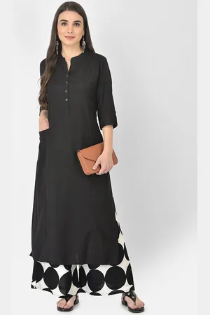 Pistaa Women Black Kurta With Palazzos