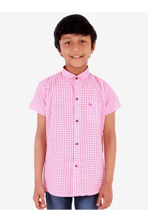 Superminis Boys Red & White Regular Fit Checked Casual Shirt