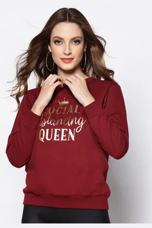 Sera Women Burgundy Printed Sweatshirt
