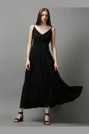 SHOWOFF Women Solid Tiered Maxi Dress