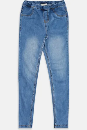 Pantaloons Girls Blue Tapered Fit Heavy Fade Jeans