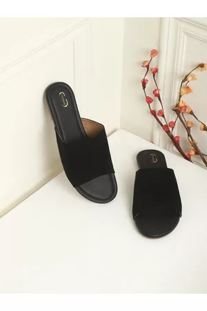 PANAHI Women Black Open Toe Flats