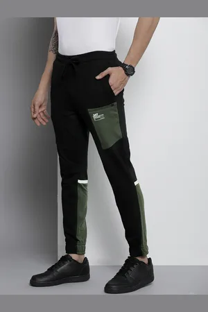 The Indian Garage Co Men Black & Green Colourblocked Joggers
