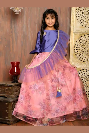 LilPicks Girls Purple & Pink Ready to Wear Lehenga & Blouse With Dupatta