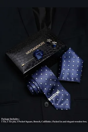 MUTAQINOTI Men Checked Necktie Accessory Gift Set