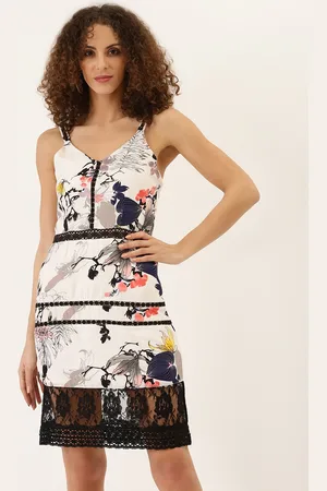 DODO & MOA Women White & Black Printed Sheath Dress