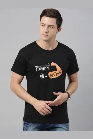 BRATMA Men Black Printed Round Neck T-shirt
