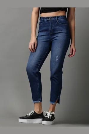 SHOWOFF Women Blue Boyfriend Fit Mildly Distressed Light Fade Stretchable Jeans