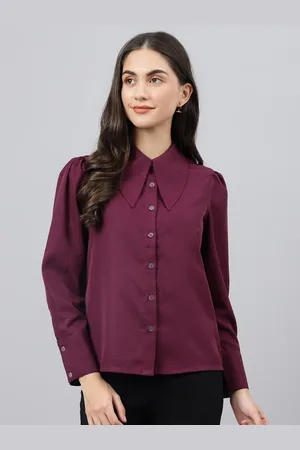 DEEBACO Women Burgundy Premium Casual Shirt
