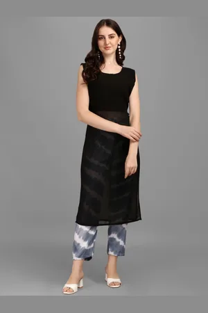 GUFRINA Women Black Leheriya Kurta with Trousers