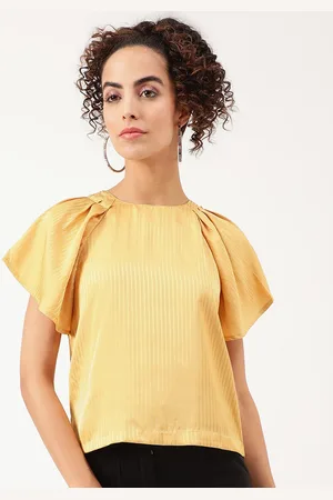 CENTRESTAGE Women Yellow Striped Top