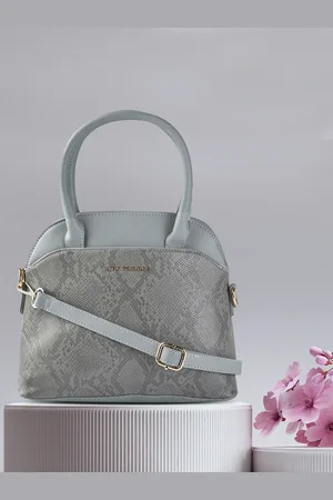 Lino Perros Grey & Blue Snakeskin Textured Handheld Bag