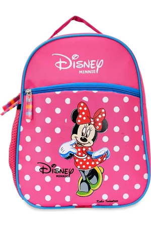 Kuber Industries Kids Pink & White Minnie Mouse Printed Waterproof Backpack