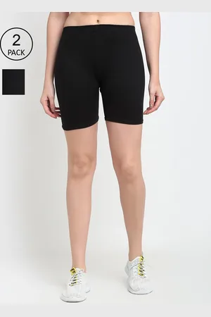 Jinfo Women Pack of 2 Black Solid Cycling Shorts