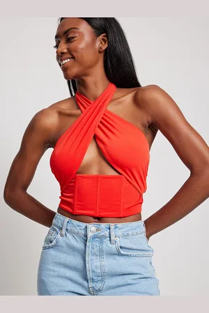 NA-KD Women Red Halter Neck Crop Top