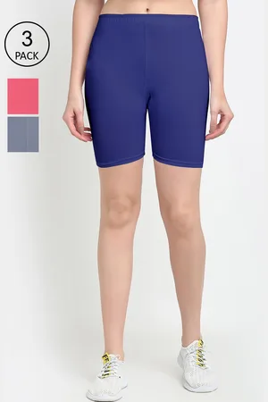 GRACIT Women Pack of 3 Colourblocked Cycling Sports Cotton Shorts