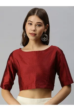 De Moza Women Maroon Woven-Design Jacquard Saree Blouse