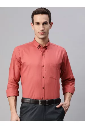 MANQ Men Coral Red Smart Formal Shirt
