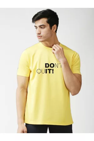 EPPE Men Yellow Typography Printed Sports T-shirt