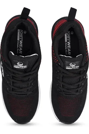 LANCER Men Black & Red Textile Running Non-Marking Shoes