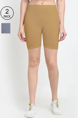 GRACIT Women Pack Of 2 Grey & Beige Cycling Sports Shorts