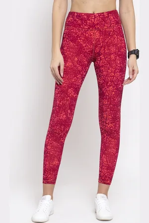 Boston Club Women Red & Orange Printed Skinny-Fit Tights