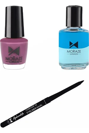 Moraze Pack of Kajal with 1 Nail Polish (Magic Moment), 5 ML, 1 Nail Paint Remover (30 ML)