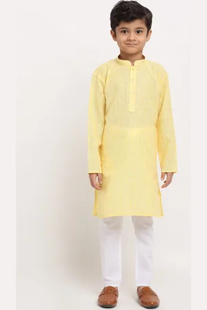 Kraft Boys Yellow Thread Work Cotton Kurta