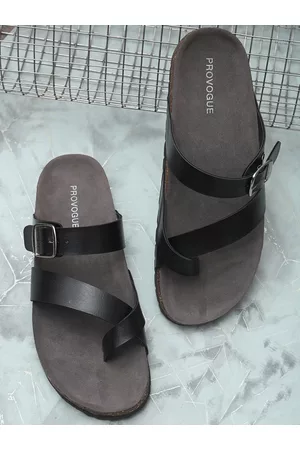 Provogue Men Black & Brown Comfort Sandals