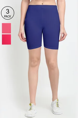 GRACIT Women Blue Pack Of 3 Cycling Sports Cotton Shorts