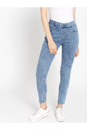 DressBerry Women Blue Super Skinny Fit Washed Jeggings