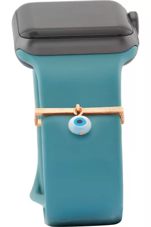 MINUTIAE Women Rose Gold-Plated Blue & White Evil Eye Pendant Watch Charm