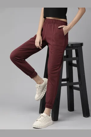 Roadster Women Maroon Solid Regular Fit Joggers