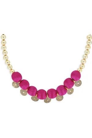 Akshara Clothing Girls Pink & Gold-Toned Synthetic Handcrafted Necklace