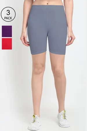 GRACIT Women Red Cotton Pack of 3 Cycling Sports Shorts