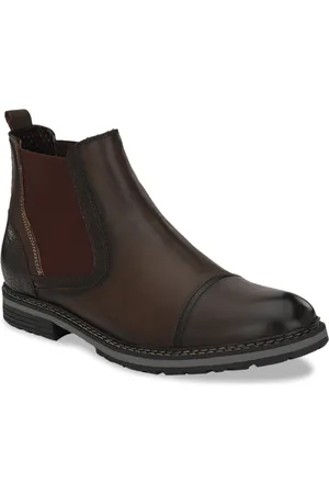 Delize Men Brown Solid Mid-Top Lightweight Flat Boots