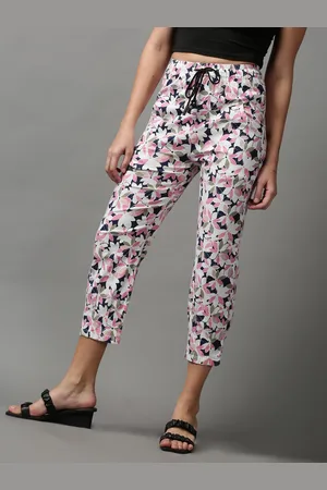 SHOWOFF Women Pink Floral Printed Cotton Trousers