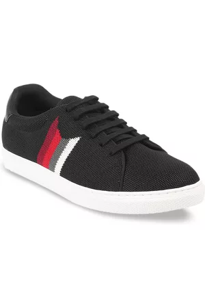 Metro Men Black & White Woven Design Sneakers