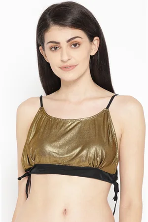 Erotissch Women Golden Solid Bralette Top