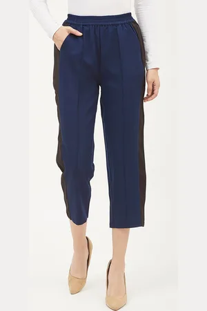 Harpa Women Navy Blue Smart Regular Fit Solid Culottes
