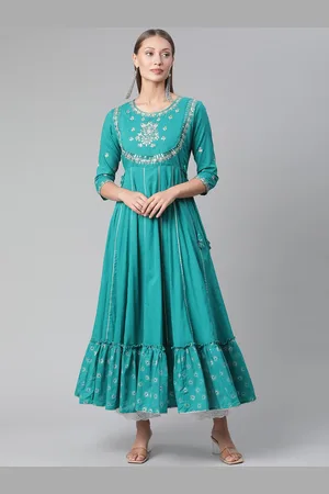 Divena World Women Green Yoke Design Anarkali Kurta