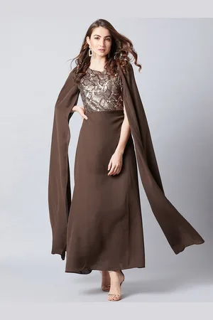 ATHENA Women Brown Embellished Maxi Dress