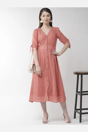 Scouph Women Dusty Pink Solid A-Line Dress
