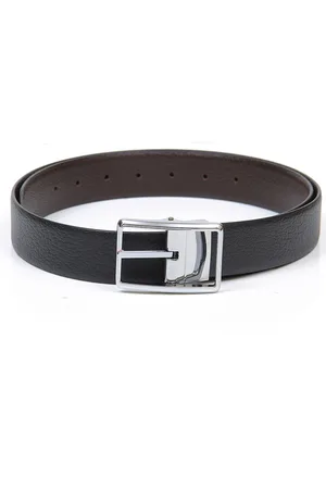 thickskin Men Black Textured Leather Reversible Formal Belt