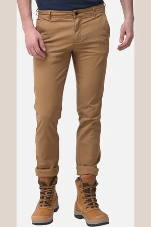 Woodland Men Camel Brown Mid-Rise Trousers