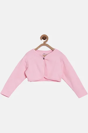 Kryptic Girls Pink Cotton Button Shrug
