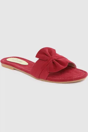 Funku Fashion Women Maroon Open Toe Flats with Bows