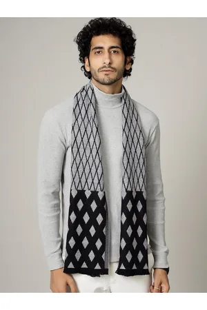 HANDICRAFT PALACE Men Grey & Black Printed Woolen Mufflers