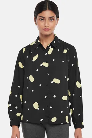 Pantaloons Black Print Shirt Style Top