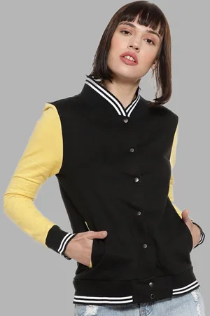 Campus Women Black Yellow Colourblocked Windcheater Outdoor Tailored Jacket